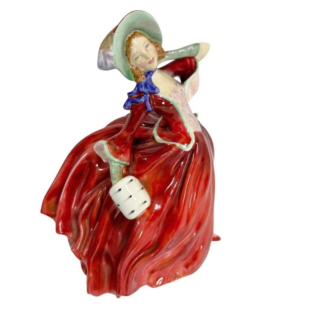 Royal Doulton AUTUMN BREEZES‎ Figurine HN1934 Red Dress Green Bonnet 8" Tall - Picture 3 of 11